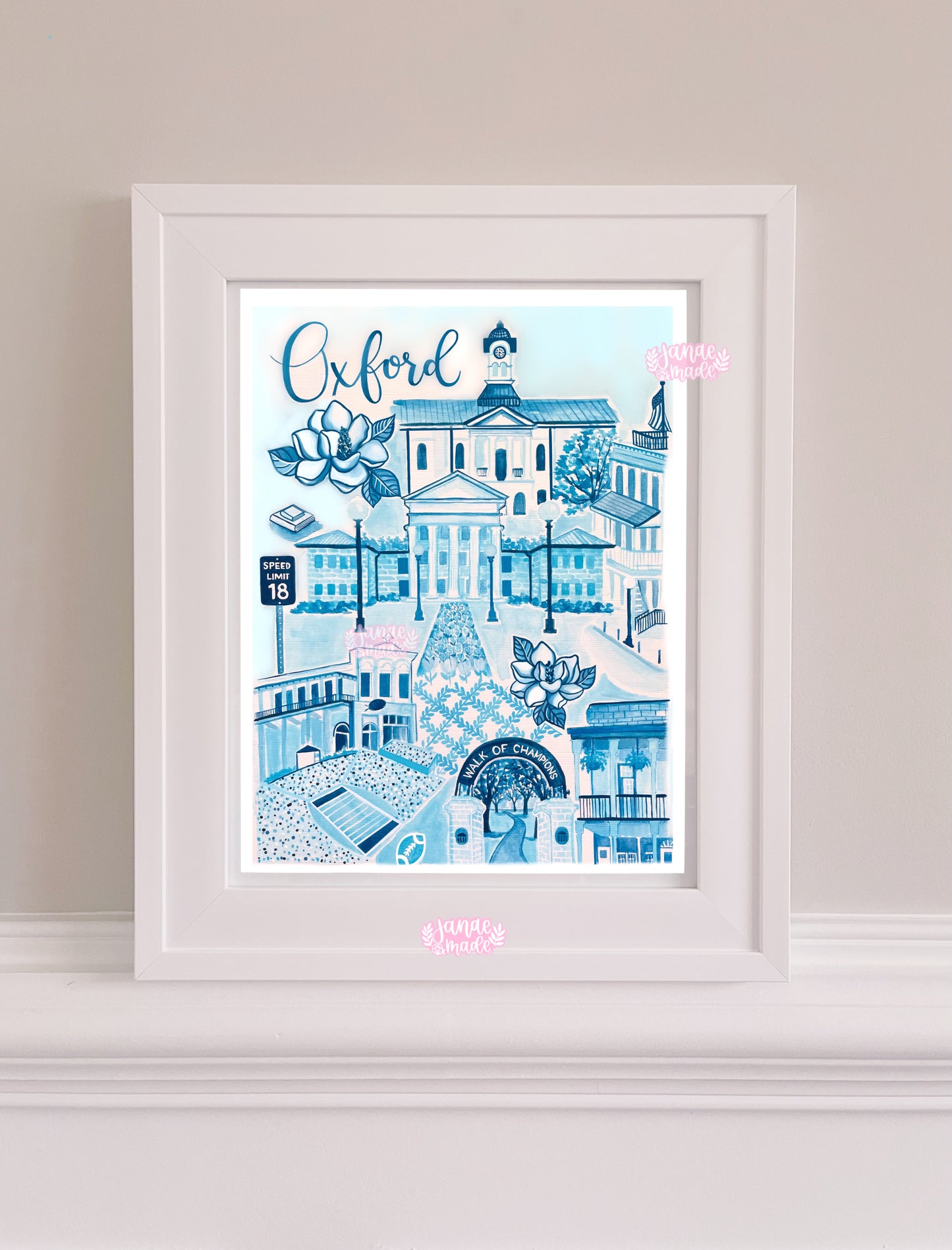 Oxford, MS Toile Art Print | Navy