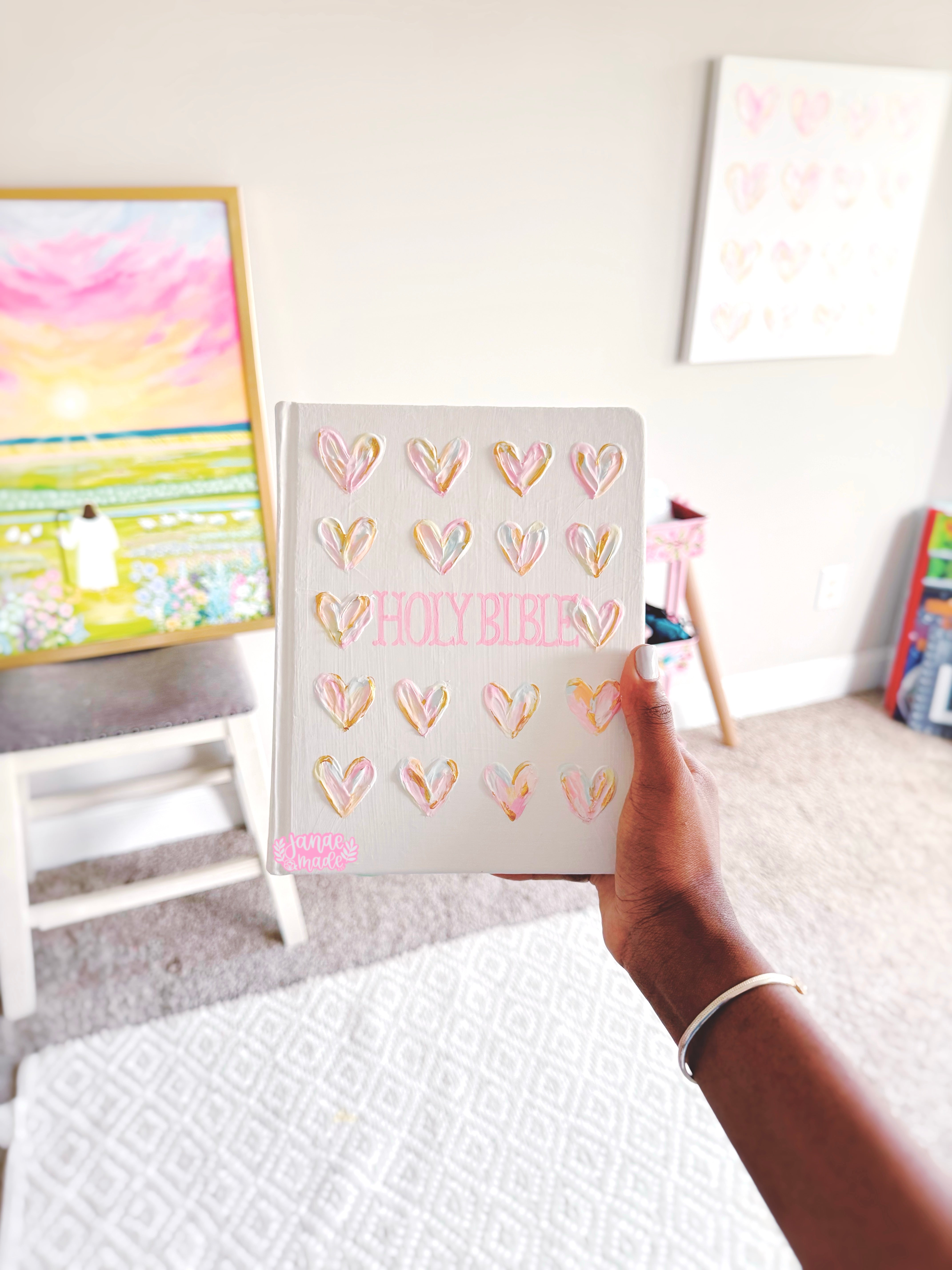 Textured Hearts Painted Bible | Customizable – Janae Made