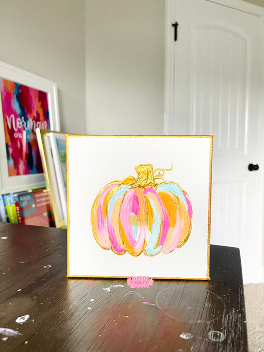 Textured Pumpkin Mini Canvas | Pastel Whimsy