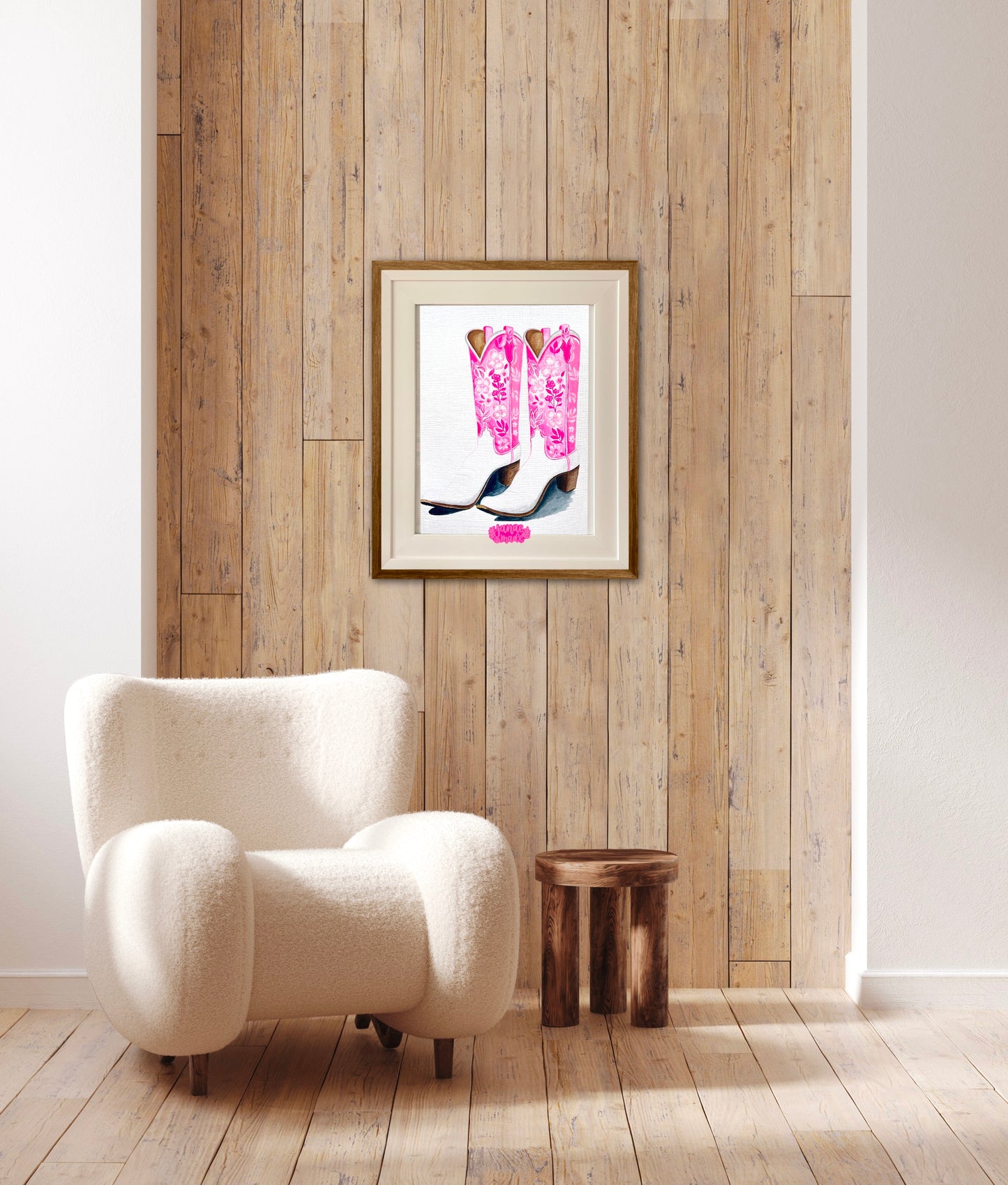 Floral Boots Fine Art Print | Pink