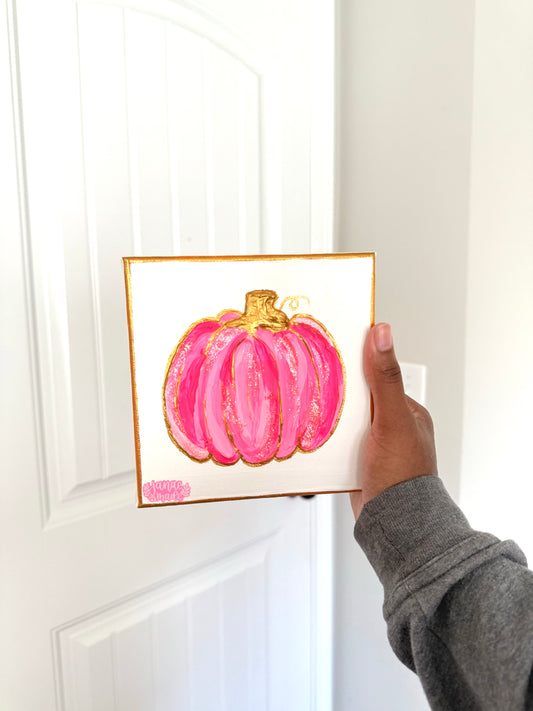 Textured Pumpkin Mini Canvas | Pretty in pink