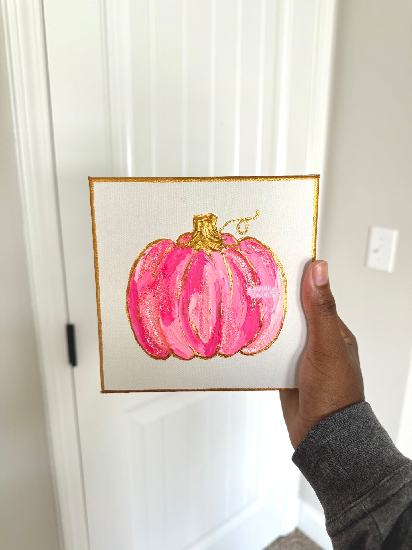 Textured Pumpkin Mini Canvas | Pretty in pink