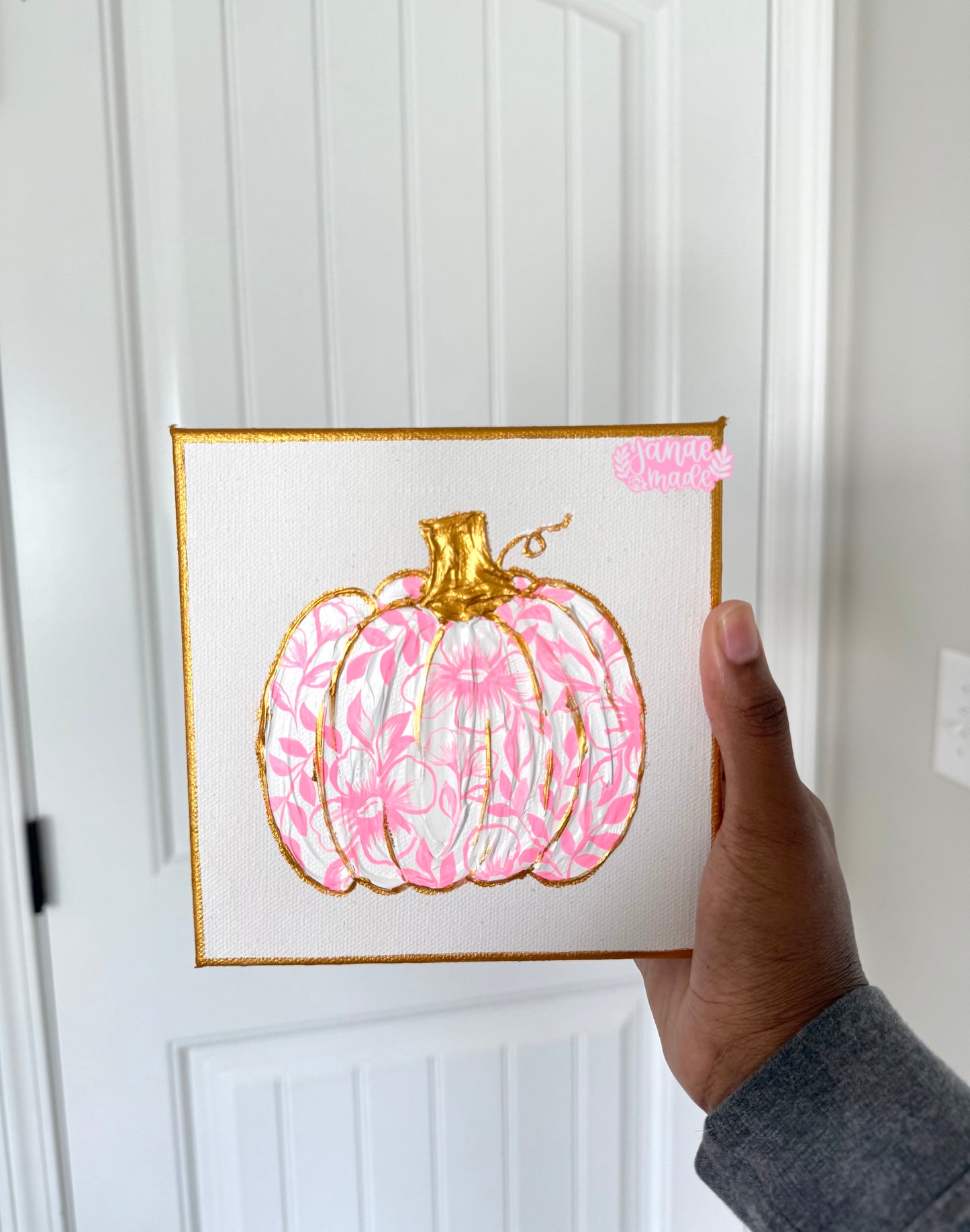 Textured Pumpkin Mini Canvas | Pretty in pink toile
