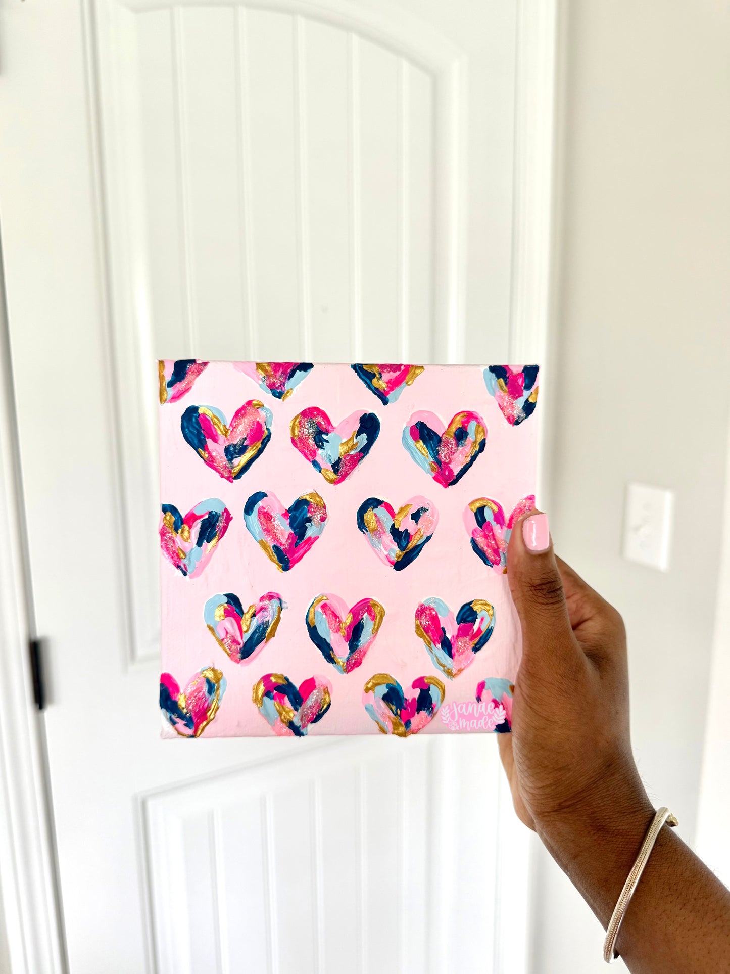 Textured Hearts Mini Canvas | Bubblegum