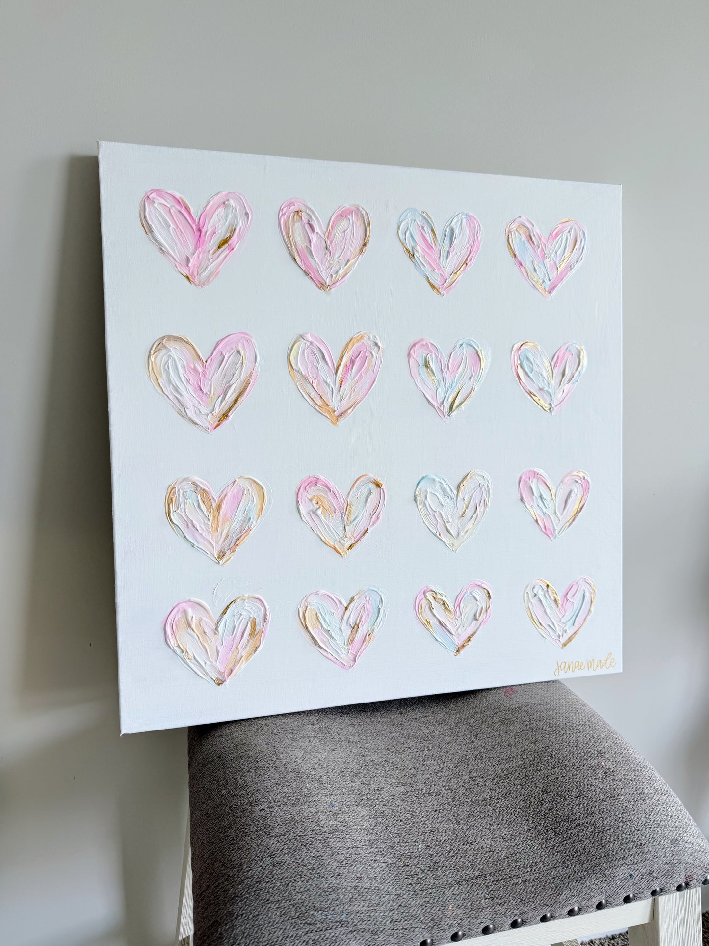 Textured Hearts Statement Canvas