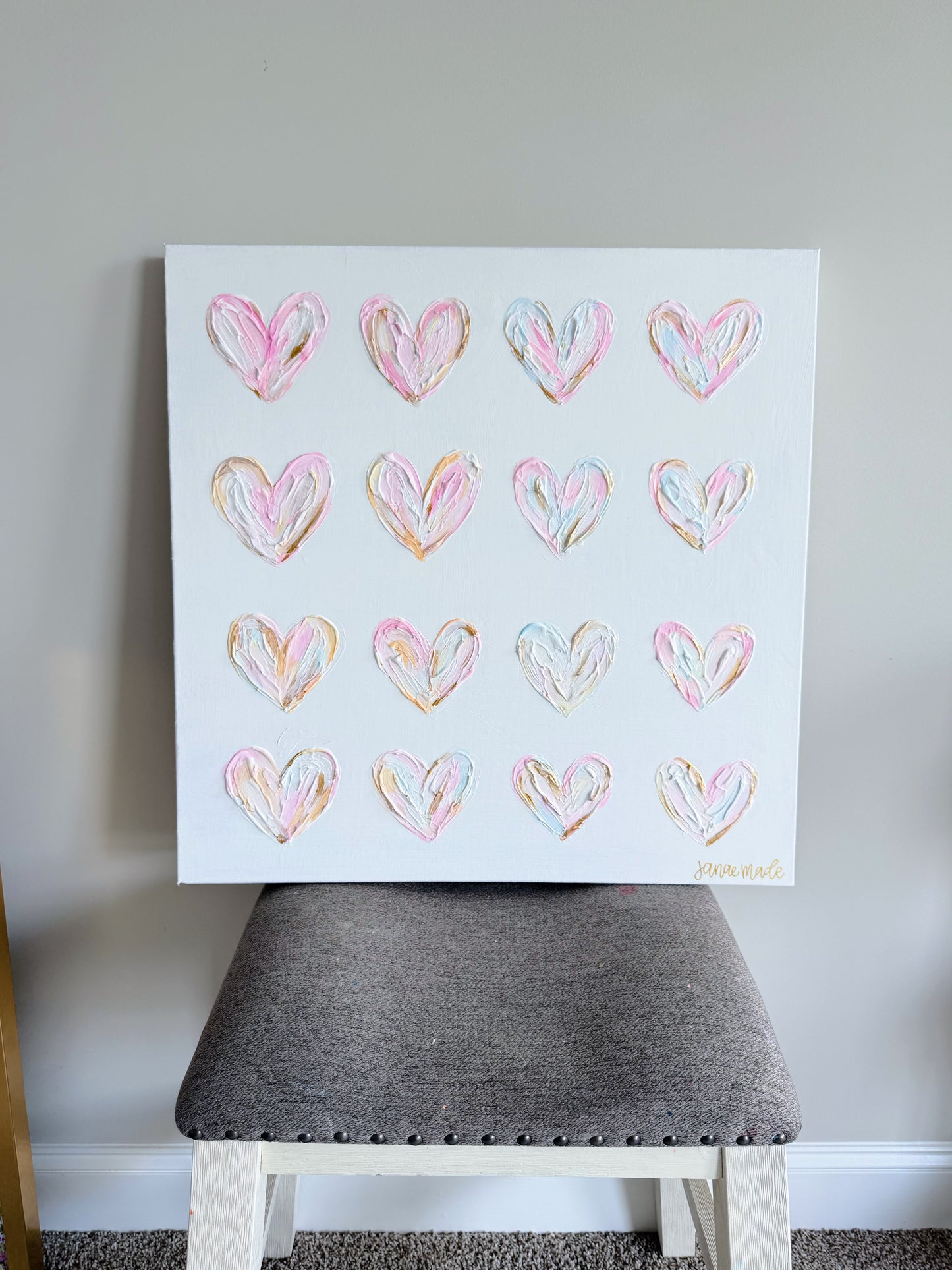 Textured Hearts Statement Canvas