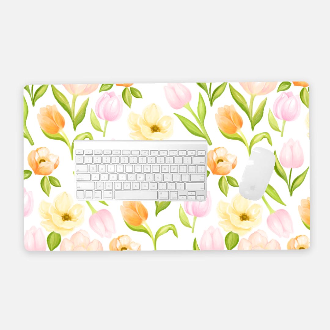Happy Tulips Desk Mat