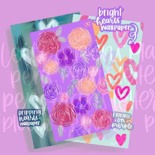 Florals on Purple Digital Download